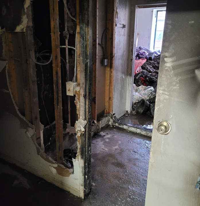 The interior of the destroyed apartment in Morris Heights.