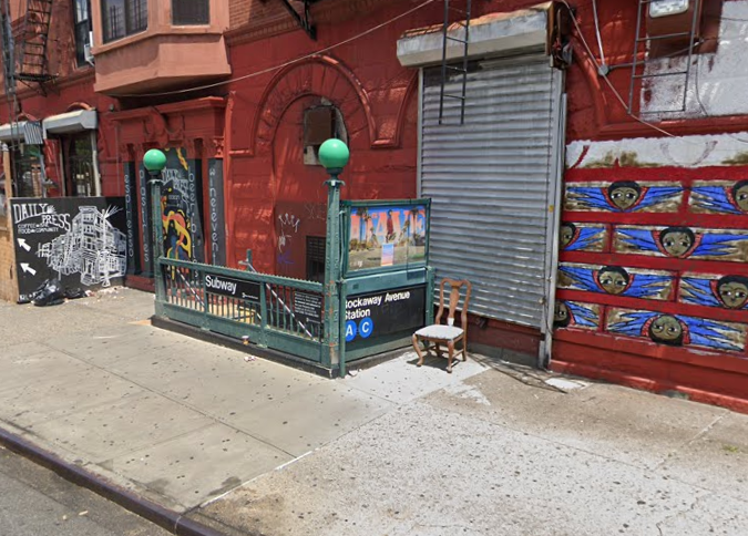 The Rockaway Avenue A/C station where a woman was shoved onto the tracks early Saturday morning.