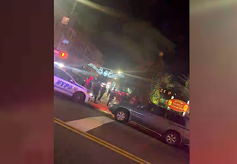 Police investigating at the scene in Sunset Park on Wednesday night