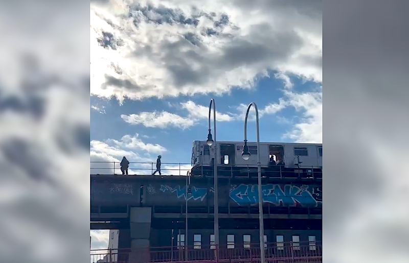 The teen fell off a southbound J train while subway surfing near the Williamsburg Bridge