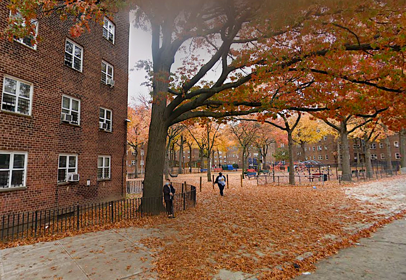 A 96-year-old man in a wheelchair was shot at the Kingsborough Houses on Monday morning