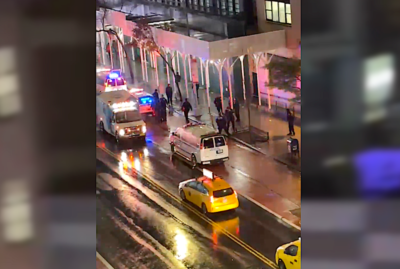 There was a heavy police response on W. 42nd Street, just east of Ninth Avenue, following the stabbing around 11:05 p.m