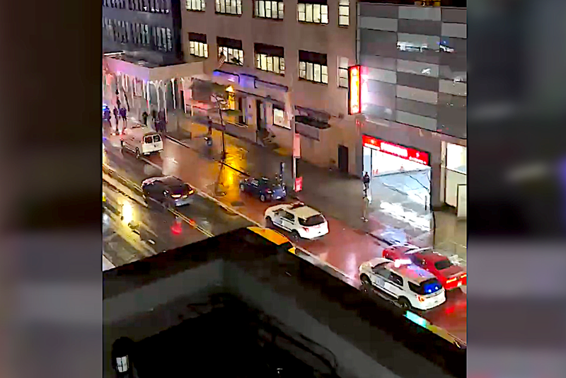 A man was stabbed to death outside a parking garage at 350 W. 42nd St. in Hell's Kitchen on Tuesday night