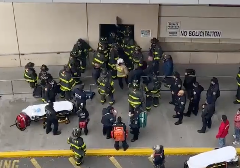 Two people were rescued after falling down an elevator shaft at a Bronx Target store Thursday.