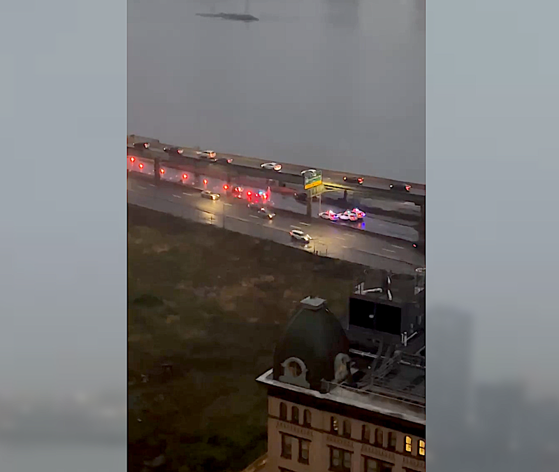 It's unclear why the victim was walking in traffic on the busy parkway
