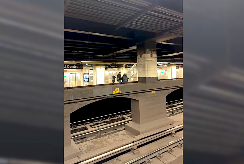 The 4/5/6 line platforms were empty at the Grand Central–42nd Street on Monday morning after a person was struck by a train