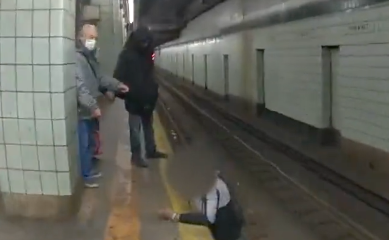 The cops ran toward the victim as he tried to pull himself to safety.