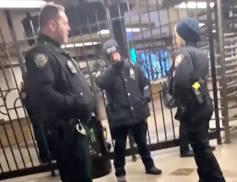 Police were seen inside the 135th Street subway station after the pepper-spray assault.