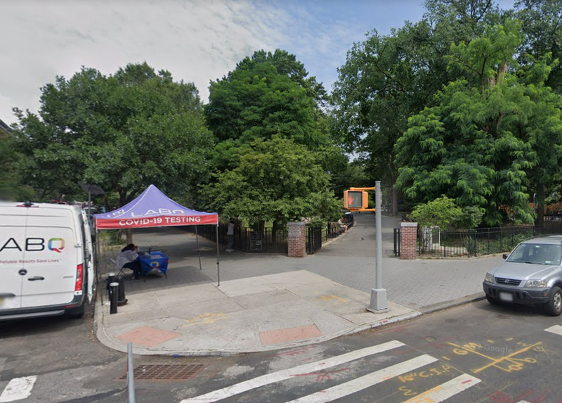 The southeast corner of Tompkins Square Park, near where a man was stabbed in the head on Wednesday.