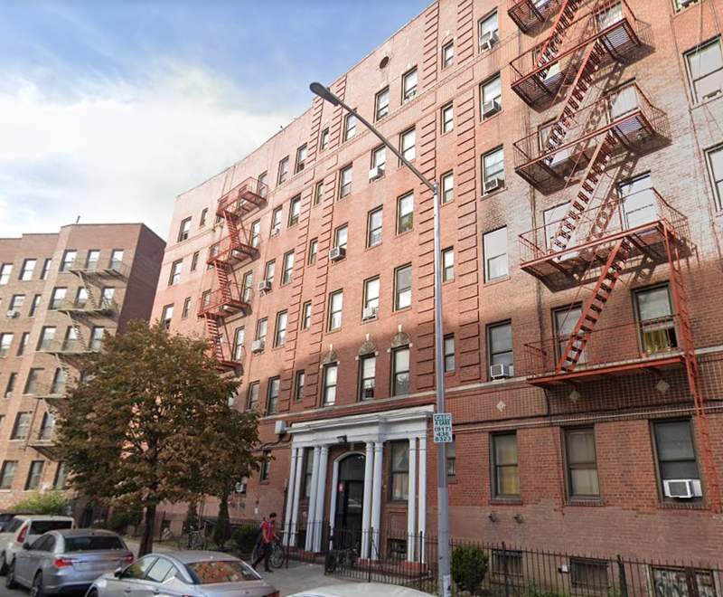 The apartment building in Flatbush where a 17-year-old was shot on Friday.