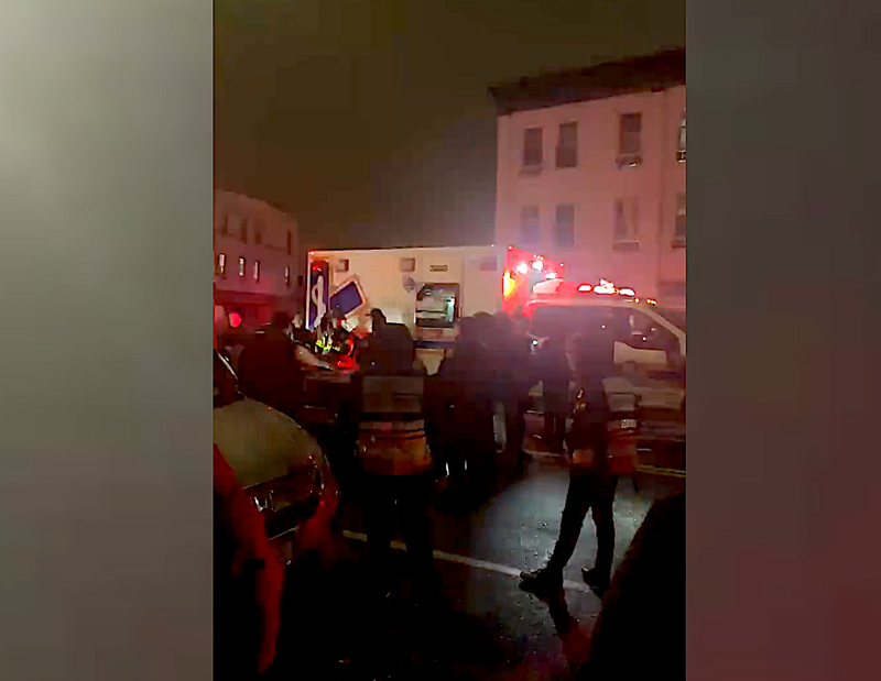 Emergency responders at the scene of the crash in Borough Park on the morning of Jan. 9, 2023
