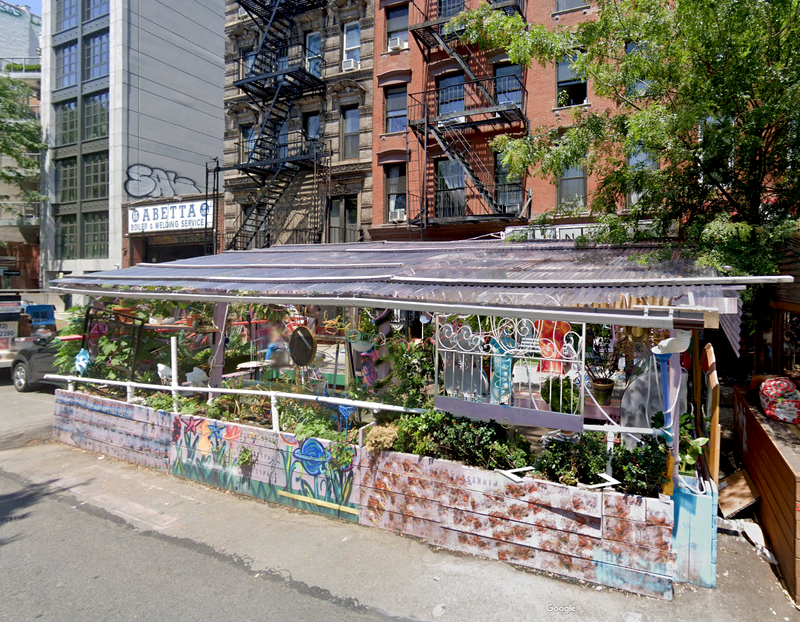 Pinky's Space outdoor dining shed in the East Village was torn down in October 2022.