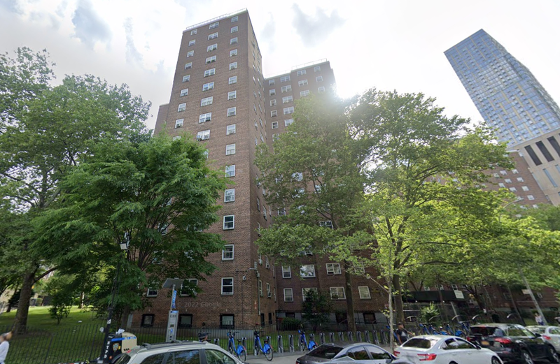 One of the towers at the Carver Houses, where a 25-year-old man was killed on Friday night.