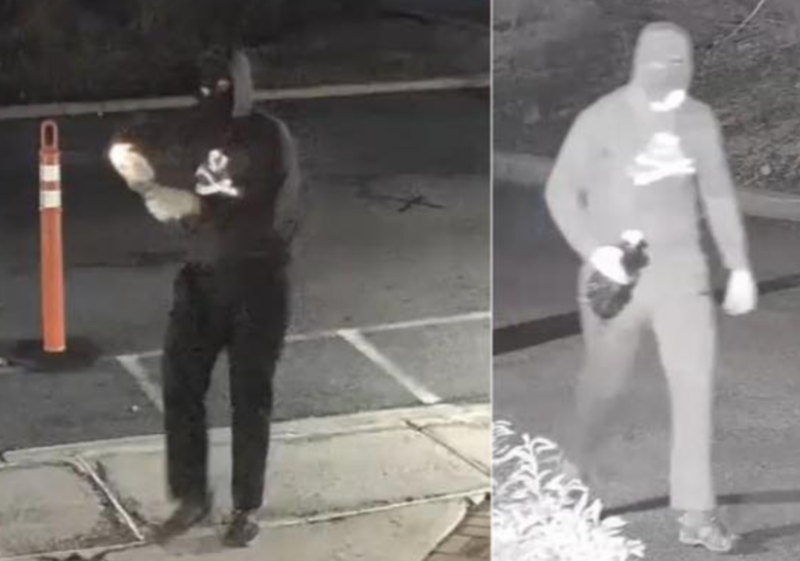 Police released surveillance images of a man they say threw a firebomb at the front door of Temple Ner Tamid that failed to ignite.