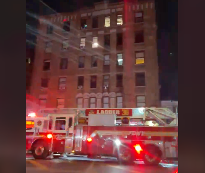 Four people were injured when a fire broke out in a Manhattan building early Sunday morning