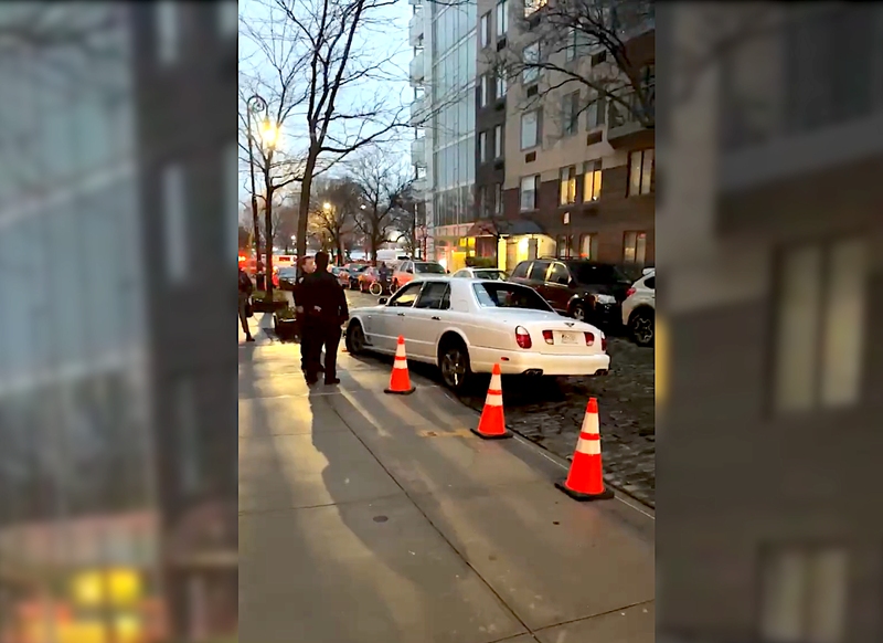 The thief crashed the stolen Bentley near Perry and West streets in the West Village