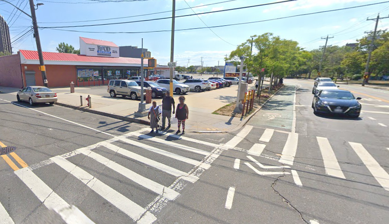 The intersection of Beach Channel Drive and Beach 32nd Street, where a police car fatally slammed into a 52-year-old woman.