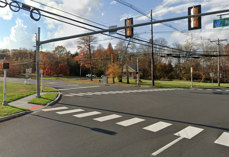 The intersection of the two county highways near where a 16-year-old girl was fatally struck by a car Friday morning.