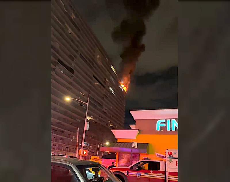 The fire broke out Monday night in a 24th-floor apartment 1133 Ogden Ave. in the Highbridge section
