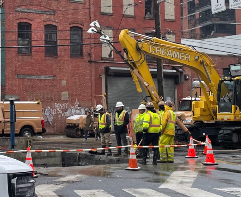 Crews are still working on Observer Highway in Hoboken, making water main repairs.