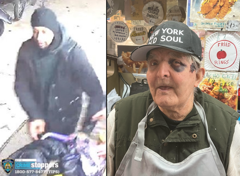Left: The suspect in the attack. Right: Ray Alvarez, owner of Ray's Candy Store, who suffered a black eye.