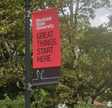 A banner at Montclair State University