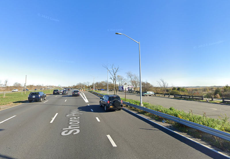 The e-bike rider crashed Tuesday evening on the Belt Parkway exit ramp by the Plumb Beach parking lot