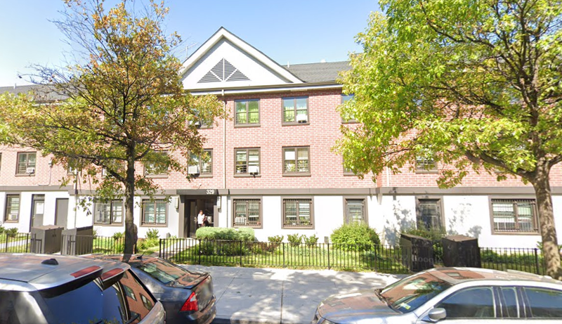 The Louis Armstrong Houses building where a 46-year-old man was fatally shot during a domestic dispute on Saturday.