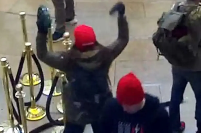 Security cameras captured footage of Sara Carpenter inside the Capitol Rotunda.
