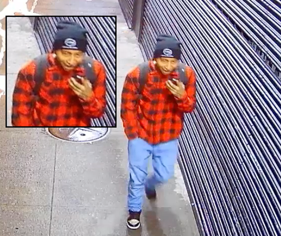 The NYPD release surveillance images Thursday of a man wanted for robbing a teen girl on a Brooklyn subway train