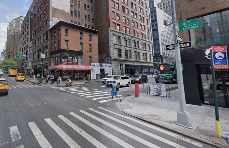 The intersection of 31st Street and Sixth Avenue, near where a woman stabbed her estranged former husband early Saturday morning.