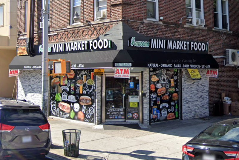 The victim was shot multiple times outside the Francena Mini Market in Crown Heights, police said.