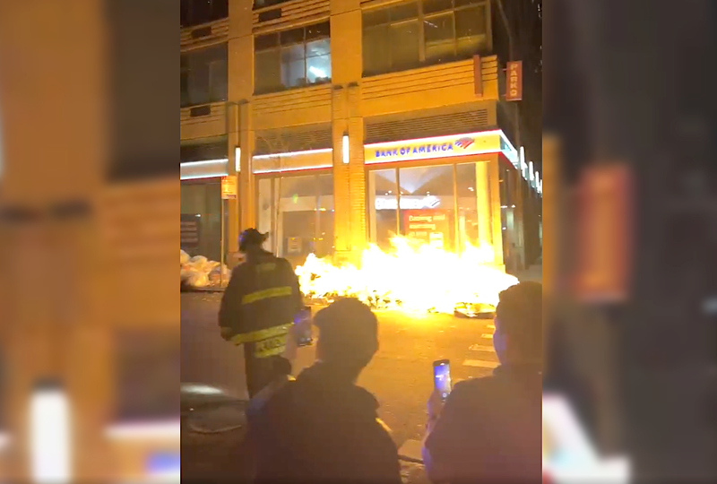 Firefighters responded to the scene after the fires were set around 8:40 p.m