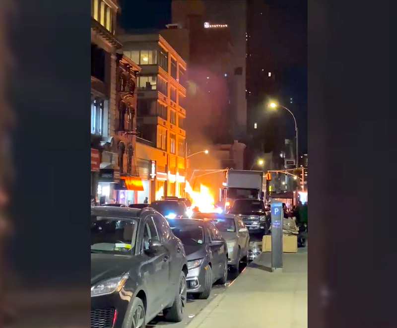 Flames and smoke rose above E. 29th Street and Sixth Avenue before the FDNY extinguished the fire