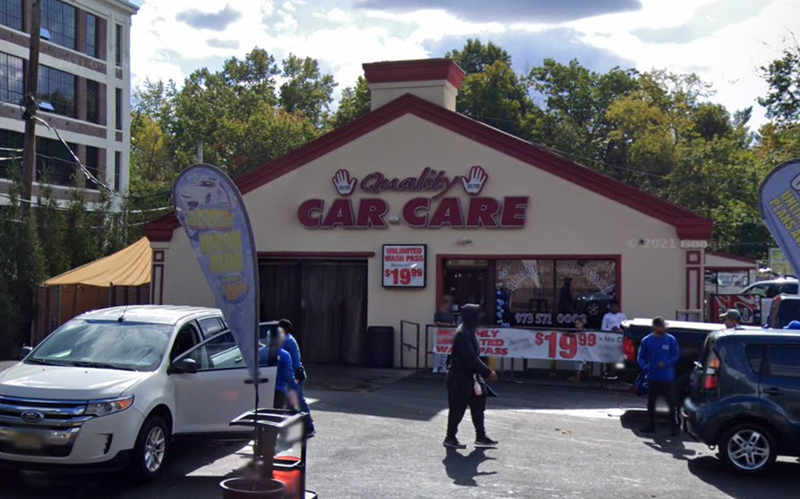The worker at Quality Car Care in Verona, New Jersey, was seriously injured in the crash Sunday.