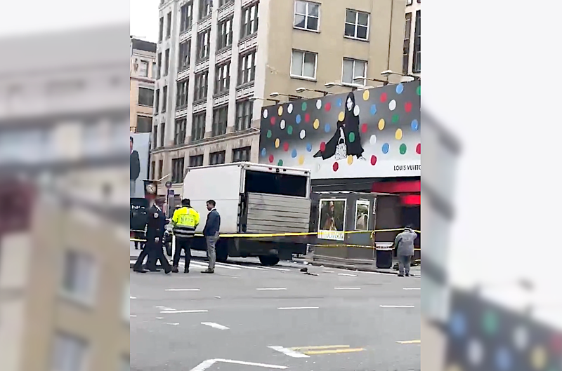 The e-scooter rider struck a turning truck at East Houston and Lafayette streets on Saturday morning