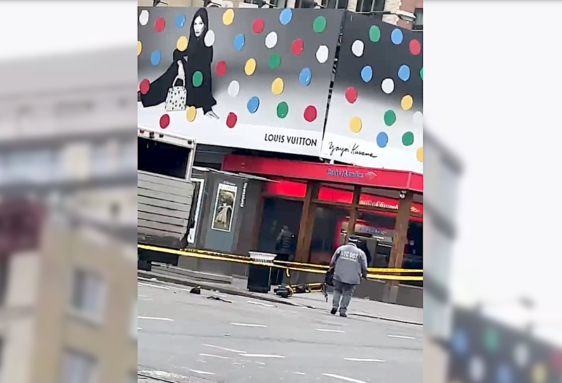 The overturned e-scooter was seen on the sidewalk after the collision