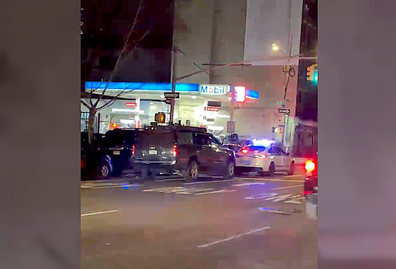 The victim was slashed at the Mobil gas station on 11th Avenue in Hell's Kitchen on Tuesday night