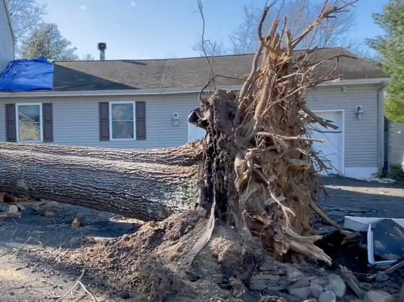 A home in Howell Township, New jersey sustained damage in Saturday night's storm.