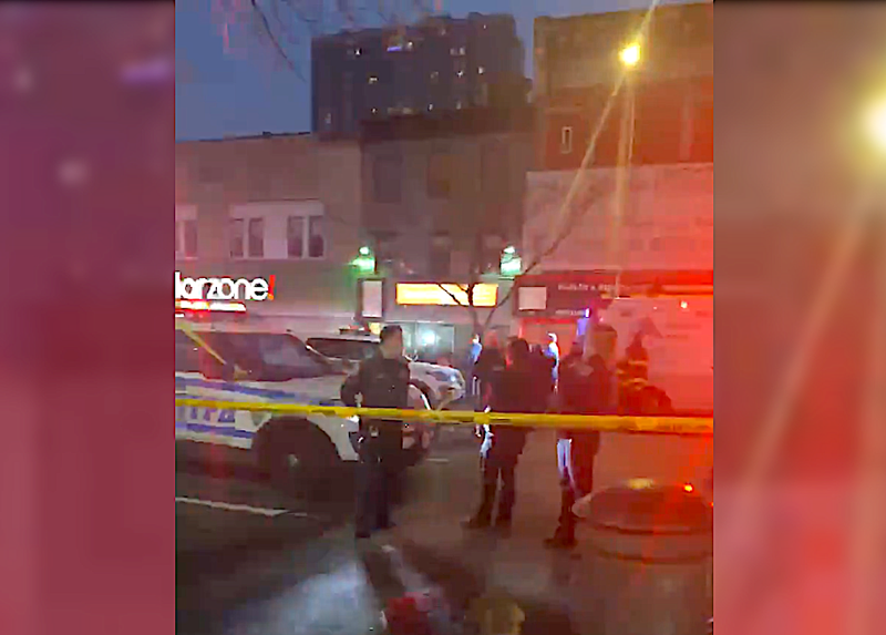 Police near the crash scene at Third Avenue and E. 122nd Street in East Harlem