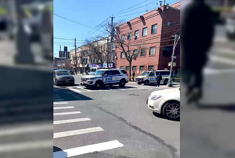 Police at Mermaid Avenue and W. 23rd Street on Sunday afternoon