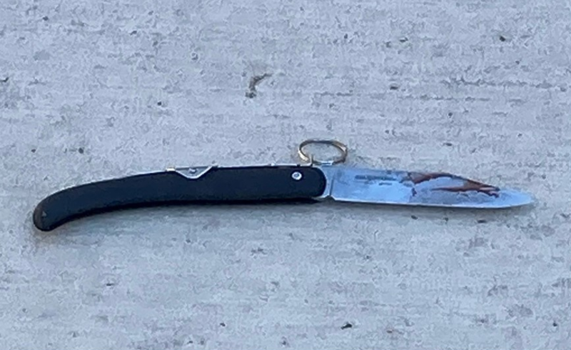 Police circulated this image of the knife allegedly used to stab a church security guard on Thursday.