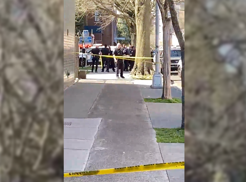 Cops at the shooting scene on Thursday