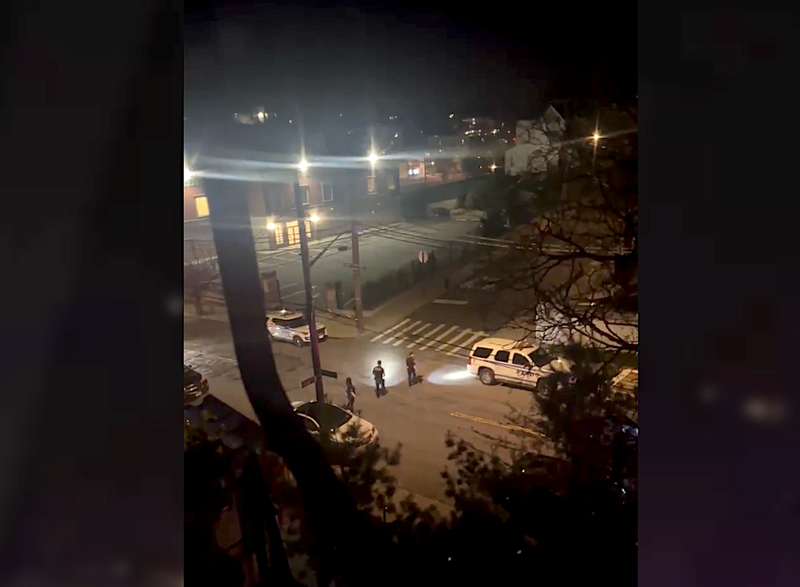 Police work the crime scene after a shooting in Stapleton on Thursday night