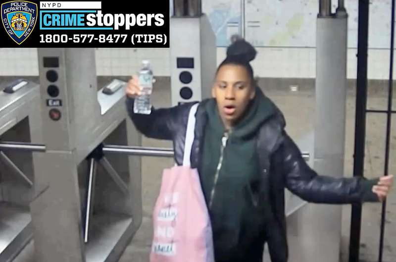 The woman police believe tossed a noxious substance in the face of an MTA worker at the 75th Avenue station in Forest Hills on April 18