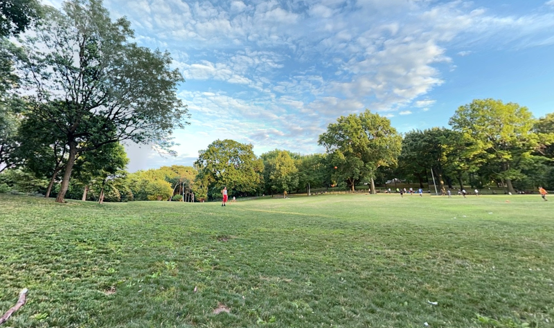 Claremont Park in the Bronx, where a 15-year-old boy was shot on Friday night.