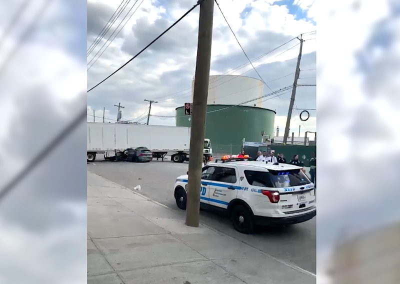 The suspect struck the tractor-trailer truck near a cola distribution center on East 149th Street in Hunts Point