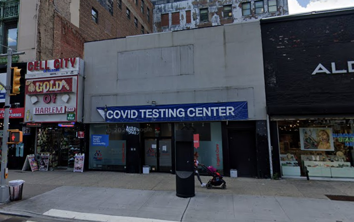 The storefront that the 125th Street Business District Management Association is suing to stop a cannabis dispensary from opening at.
