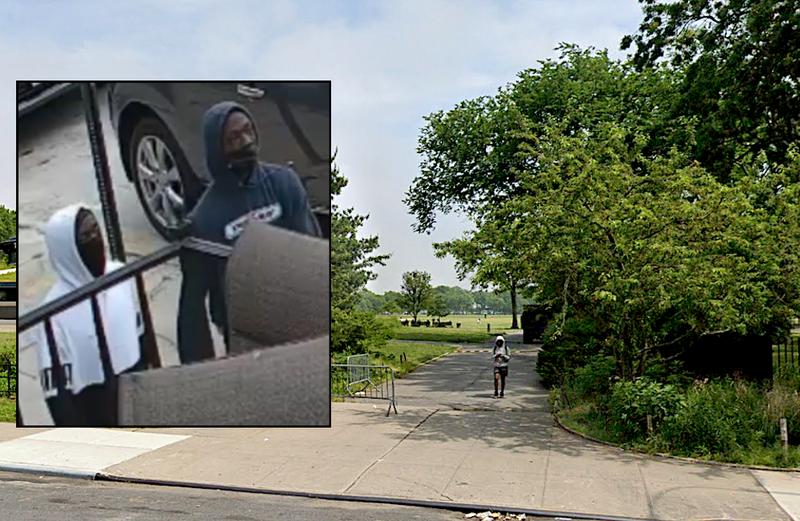 Cops are searching for two suspects in a violent mugging at Marine Park on April 15