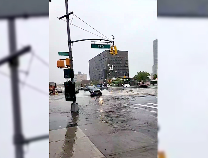 Flooding in Rego Park on Sunday